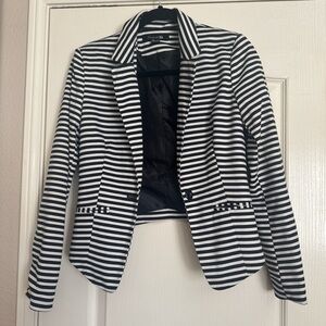 Forever 21 Black and White Striped Women's Blazer Jacket